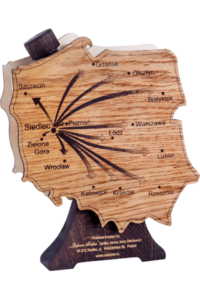 wódka dębowa 0 5 w opakowaniu w kształcie mapy Polski