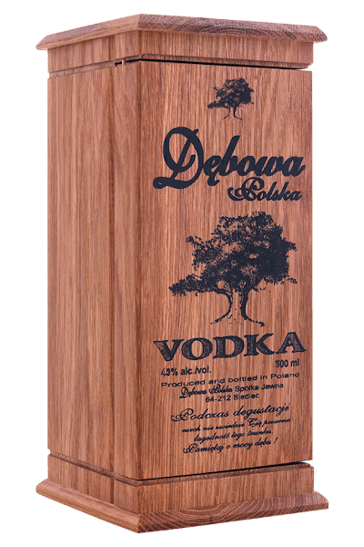 wódka dębowa 0 5 w drewnianej skrzynce zamykanej
