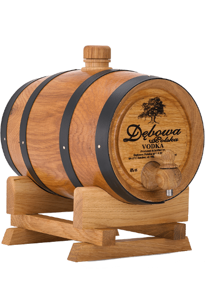 wódka dębowa 1 5 w beczce z czarnymi obręczami