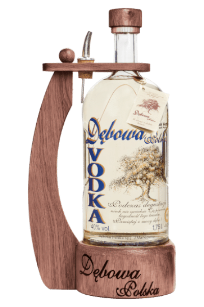 wódka dębowa 1 75 z uchwytem drewnianym