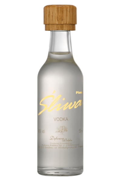 wódka śliwa 0 05 w smukłej butelce miniaturce